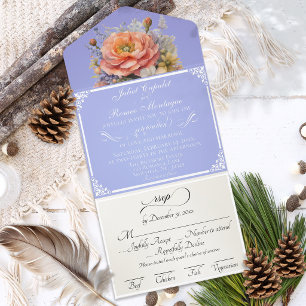 Watercolor Wildflowers - Sky Blue All In One Invitation