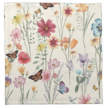 Watercolor Wildflowers Spring Summer Meadow  