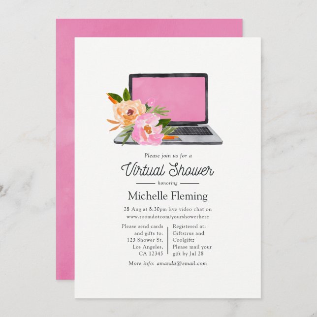 Watercolor Wildflowers Spring Virtual Baby Shower Invitation (Front/Back)