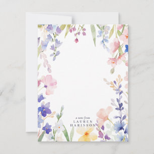Watercolor Wildflowers Stationery Note Card