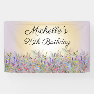 Watercolor Wildflowers Sunshine Purple Birthday Banner