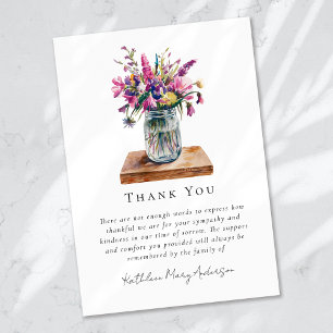 Watercolor Wildflowers Sympathy Funeral Thank You Card