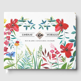 Watercolor Wildflowers Wedding Guest Book