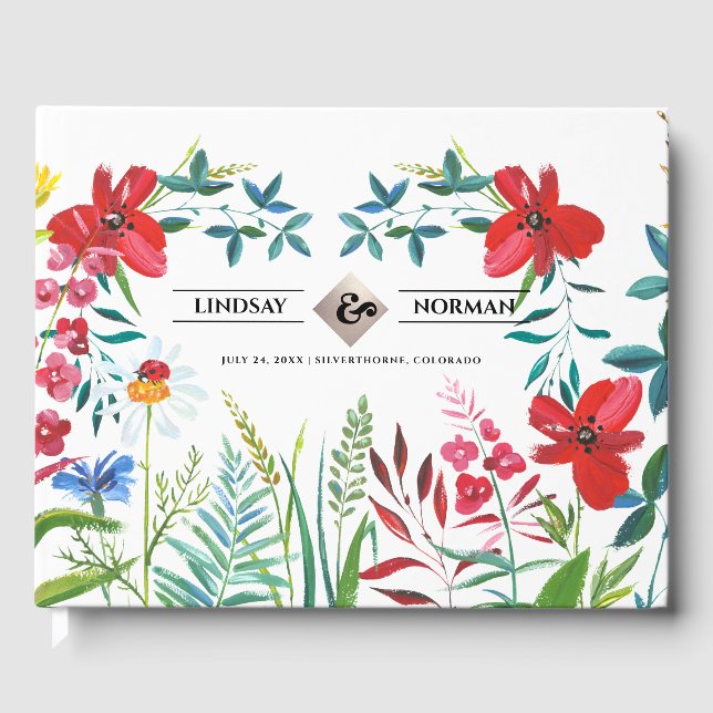 Watercolor Wildflowers Wedding  Guest Book (Front)