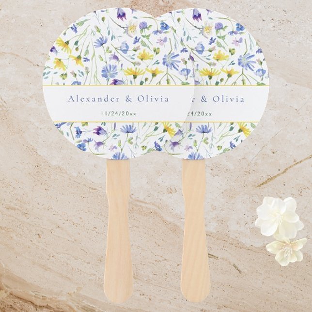 Watercolor Wildflowers Wedding Hand Fan (Watercolor Wildflowers Wedding Hand Fan)