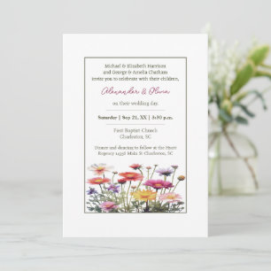 Watercolor Wildflowers Wedding Invitation