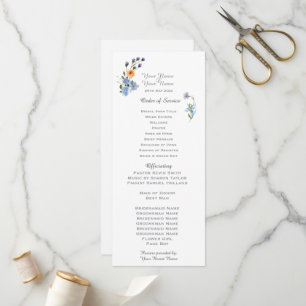 Watercolor Wildflowers Wedding Program Programme