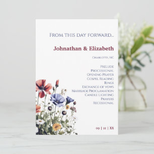 Watercolor Wildflowers Wedding Programme