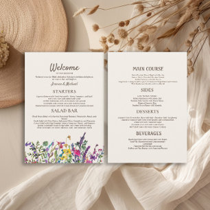 Watercolor Wildflowers Wedding Reception Menu