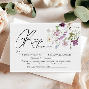 Watercolor wildflowers Wedding RSVP card