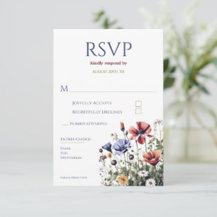 Watercolor Wildflowers Wedding RSVP Card