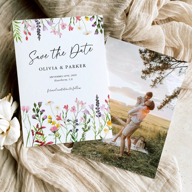 Watercolor Wildflowers Wedding Save the Date (Creator Uploaded)