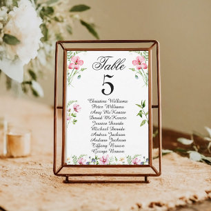 Watercolor Wildflowers Wedding Seating Chart Card