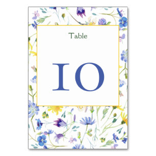 Watercolor Wildflowers Wedding  Table Number