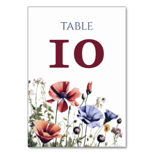 Watercolor Wildflowers Wedding Table Number