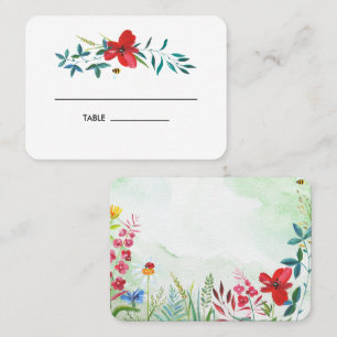 Watercolor Wildflowers Wedding Table Place Cards