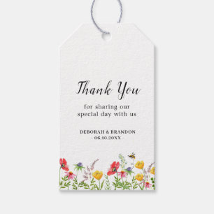 Watercolor Wildflowers Wedding Thank you tags