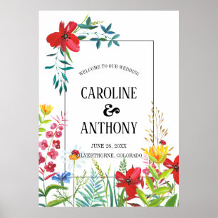 Watercolor Wildflowers Wedding Welcome Sign