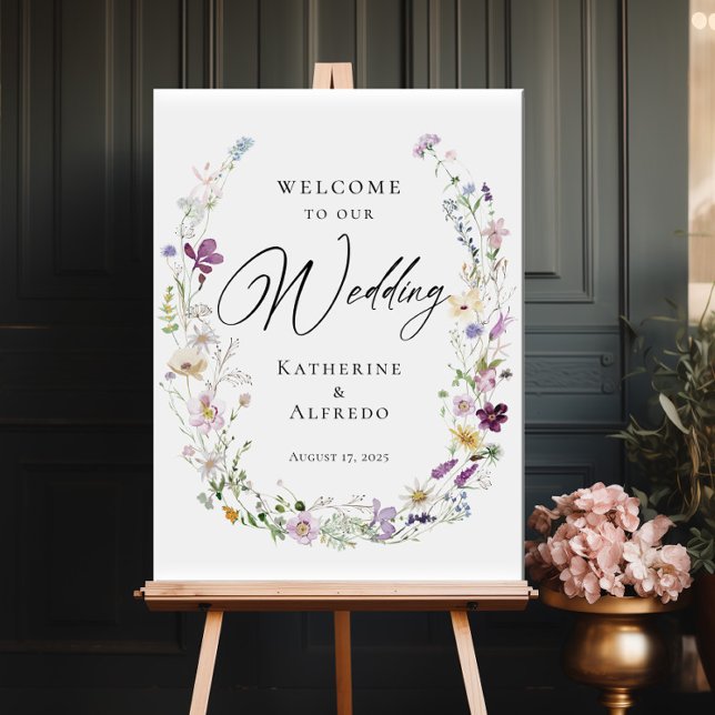 Watercolor wildflowers wedding welcome sign (Creator Uploaded)
