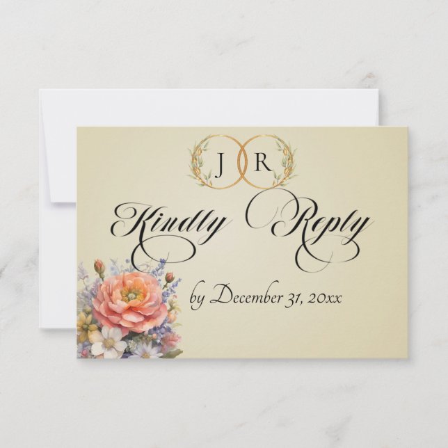 Watercolor Wildflowers - Wheat RSVP Card (Front)