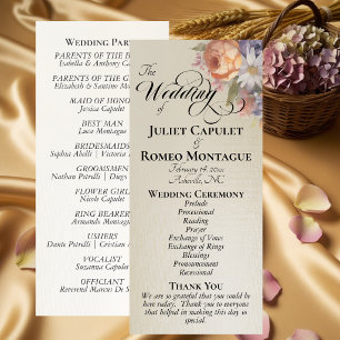 Watercolor Wildflowers - Wheat Wedding Programme