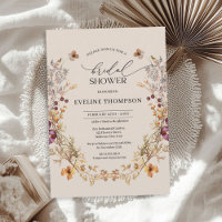 Watercolor wildflowers wreath mauve orange