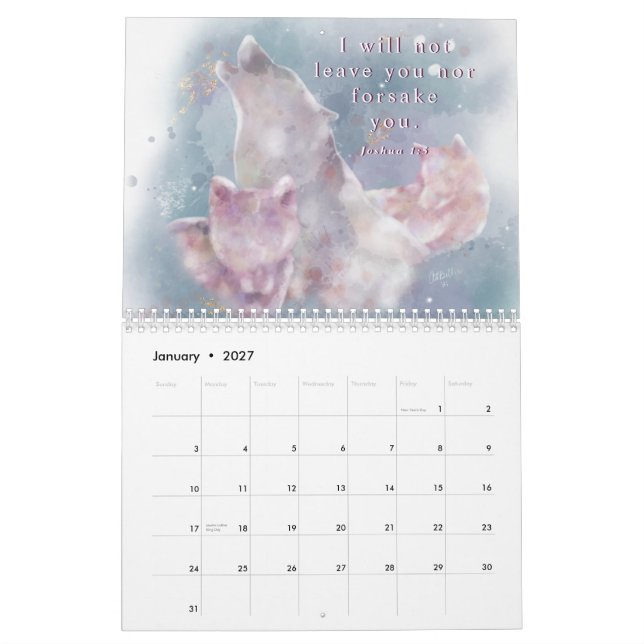 Watercolor Wildlife and Bible Verses | Calendar (Jan 2027)