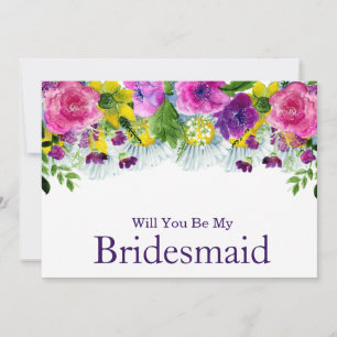 Watercolor Will You Be My Bridesmaid Invitation