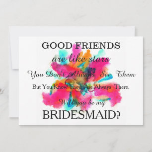 Watercolor Will you be my bridesmaid? Invitation