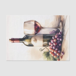 Watercolor Wine Bottle and Grapes Decoupage Tissue Paper