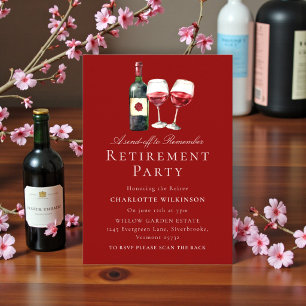 Watercolor Wine Bottle Retirement Send-Off Party Invitation