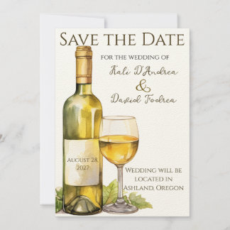 Watercolor Wine Bottle Save the Date