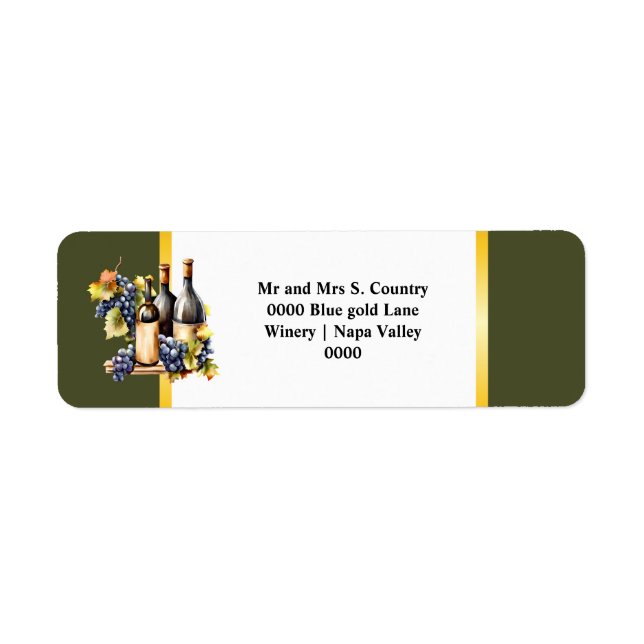 Watercolor wine bottles grapes chic country green (Front)