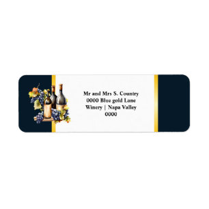 Watercolor wine bottles grapes chic country winery