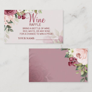Watercolor Wine raffle ticket Bridal Shower card