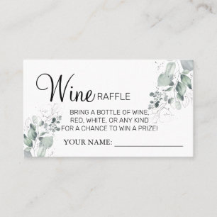 Watercolor Wine raffle ticket Bridal Shower card