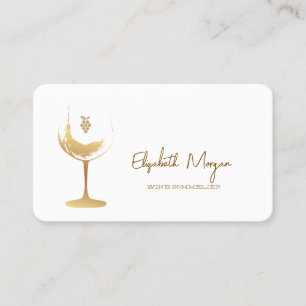 Watercolor Wine Stain Gold Wine Glass  Business Card