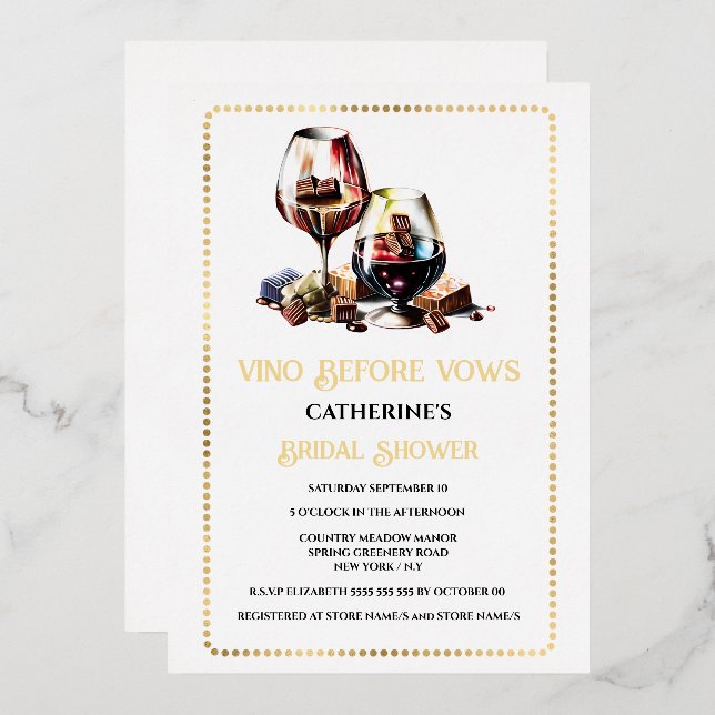 Watercolor wine tasting pairing vineyard gold (Front/Back)