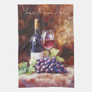 Watercolor Wine Tea Towel