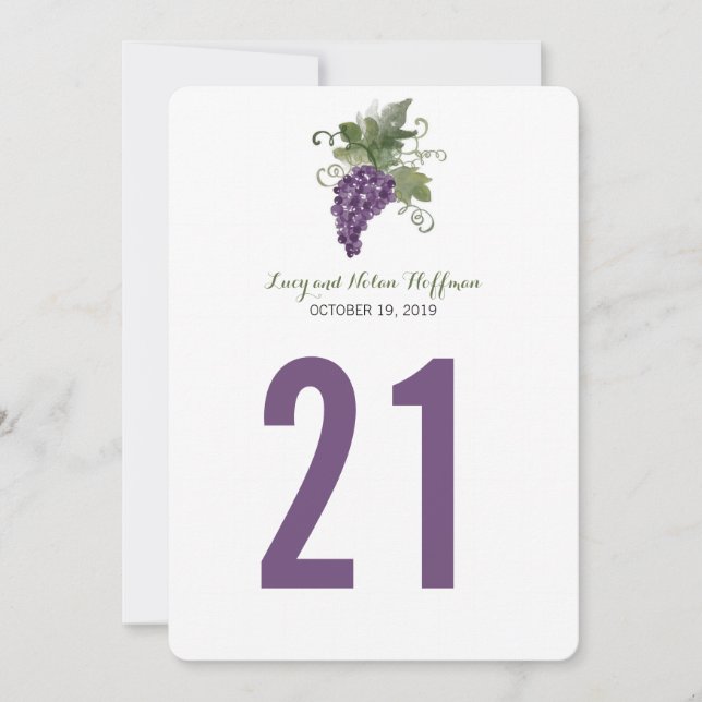 Watercolor Wine Vineyard | Table Number (Front)