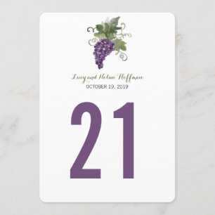 Watercolor Wine Vineyard Table Number