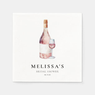Watercolor Wine Vino Before Vows Bridal Shower Napkin