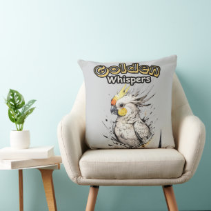 Watercolor Wings Cockatiel in Flight Cushion