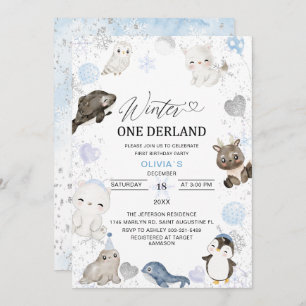 Watercolor Winter Arctic baby is turningInvitation Invitation