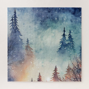 Watercolor Winter Art Jigsaw Puzzle