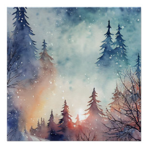Watercolor Winter Art Wall Poster