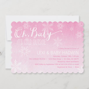 Watercolor Winter Baby Shower Invitation     Girl