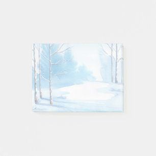 Watercolor Winter Bare Trees Snow Scene Post-it Notes