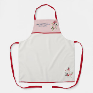 Watercolor Winter Berry Christmas Apron