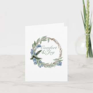Watercolor Winter Berry Wreath Holiday Card